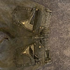 Designer Robins Jeans, black stone wash, straight leg. Men’s 38